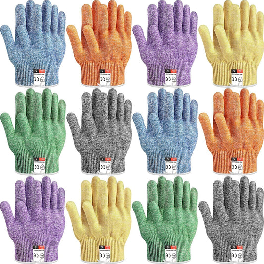 12 Pairs Cut Resistant Gloves Level 5 Protection Safety Cutting Kitchen Cuts Gloves for Chefs Garden