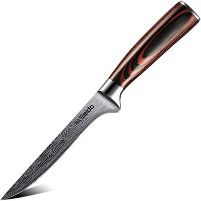Master 6 Inch Boning Knife – High Carbon Stainless Steel Razor Sharp Durable Ergonomic Pakkawood Handle for Precision Cutting | Flexible precision boning knife for trimming meat, poultry, and fish with ergonomic pakkawood grip