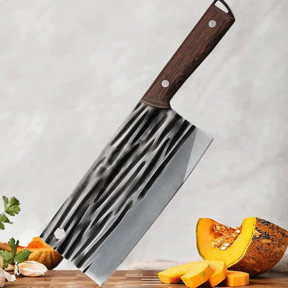 Ultra Forged Professional Butcher Knife, Handmade High-Carbon Clad Steel Boning Knife with Leather Sheath, Full Tang Pakkwood Handle - Multi-functional Meat Cleaver for Kitchen, Camping, BBQ, AS SHOW