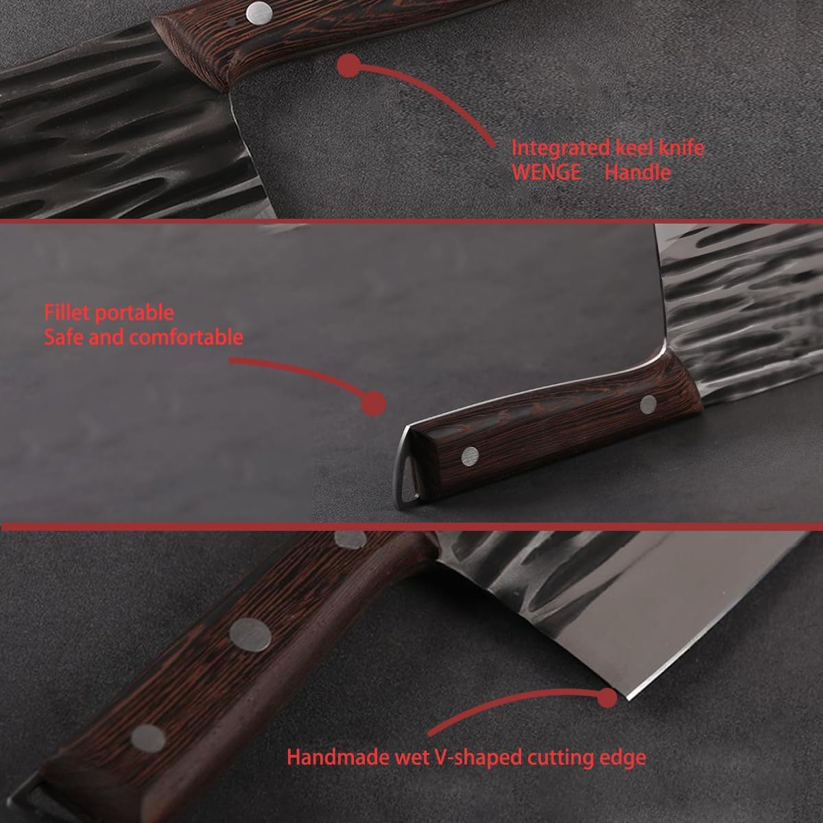 Ultra Forged Professional Butcher Knife, Handmade High-Carbon Clad Steel Boning Knife with Leather Sheath, Full Tang Pakkwood Handle - Multi-functional Meat Cleaver for Kitchen, Camping, BBQ, AS SHOW