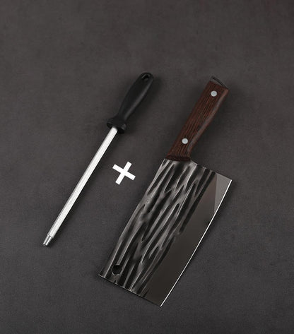 Ultra Forged Professional Butcher Knife, Handmade High-Carbon Clad Steel Boning Knife with Leather Sheath, Full Tang Pakkwood Handle - Multi-functional Meat Cleaver for Kitchen, Camping, BBQ, AS SHOW