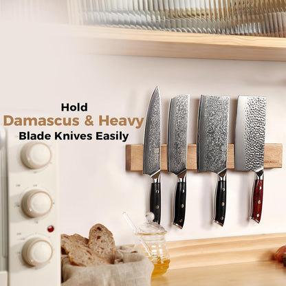 Magnetic Knife Holder for Wall 16 inch Acacia Wood Knife Magnetic Strip, Powerful Neodymium Magnet Knife Hanger Knife Bar for Kitchen knives