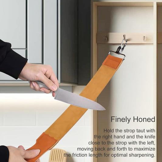 Straight Razor Strop, Leather Sharpening Strap for Barber Use, Brown, J5036