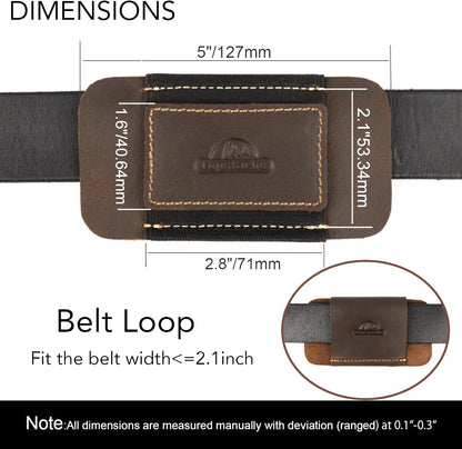 Horizontal Carry Leather Sheath for Belt, Natural Leather with Elastic Band EDC Knife Holster, Everyday Carry Pocket Organizer,Darkbrown
