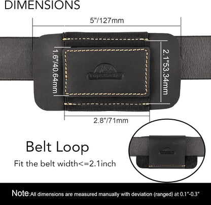 Horizontal Carry Leather Sheath for Belt, Natural Leather with Elastic Band EDC Knife Holster, Everyday Carry Pocket Organizer,Darkbrown