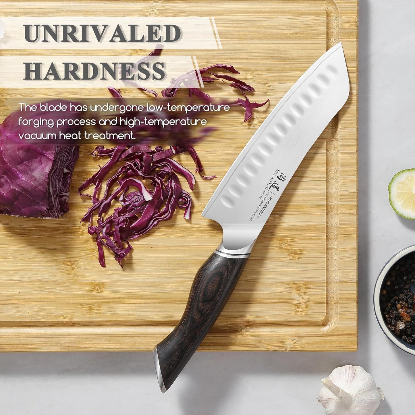7 Inch Japanese Santoku Chef Knife, VG10 Stainless Steel Kitchen Cooking Knife with Pakkawood Handle Gift Box