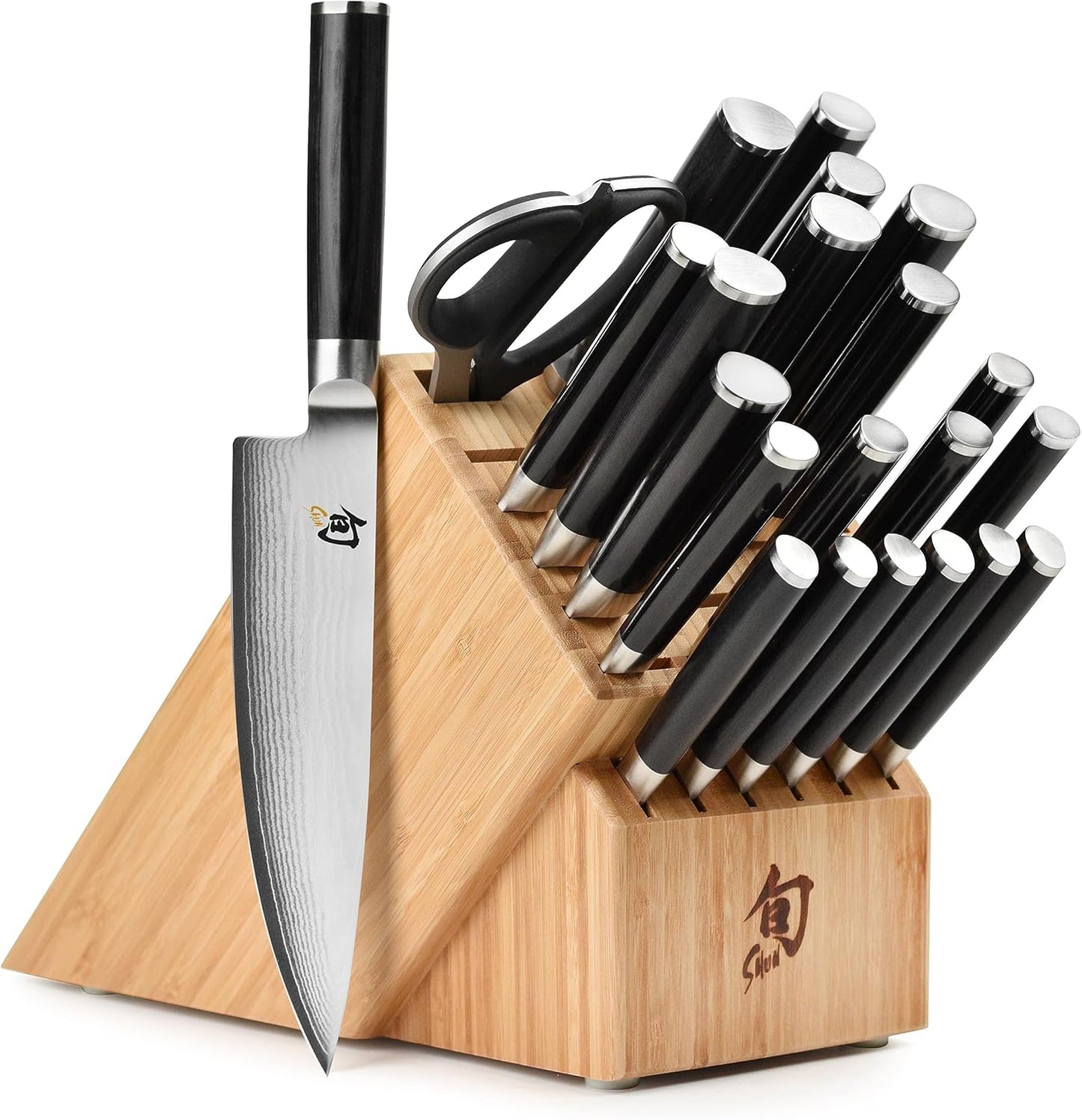 Classic 23 Piece Block Set | Includes 8" Chef, 7" Santoku, 5" Nakiri, 6" Utility, Bird's Beak & More, Damascus Stainless Steel Cladding, Pakkawood Handle