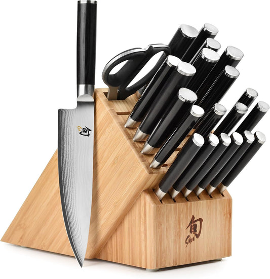 Classic 23 Piece Block Set | Includes 8" Chef, 7" Santoku, 5" Nakiri, 6" Utility, Bird's Beak & More, Damascus Stainless Steel Cladding, Pakkawood Handle