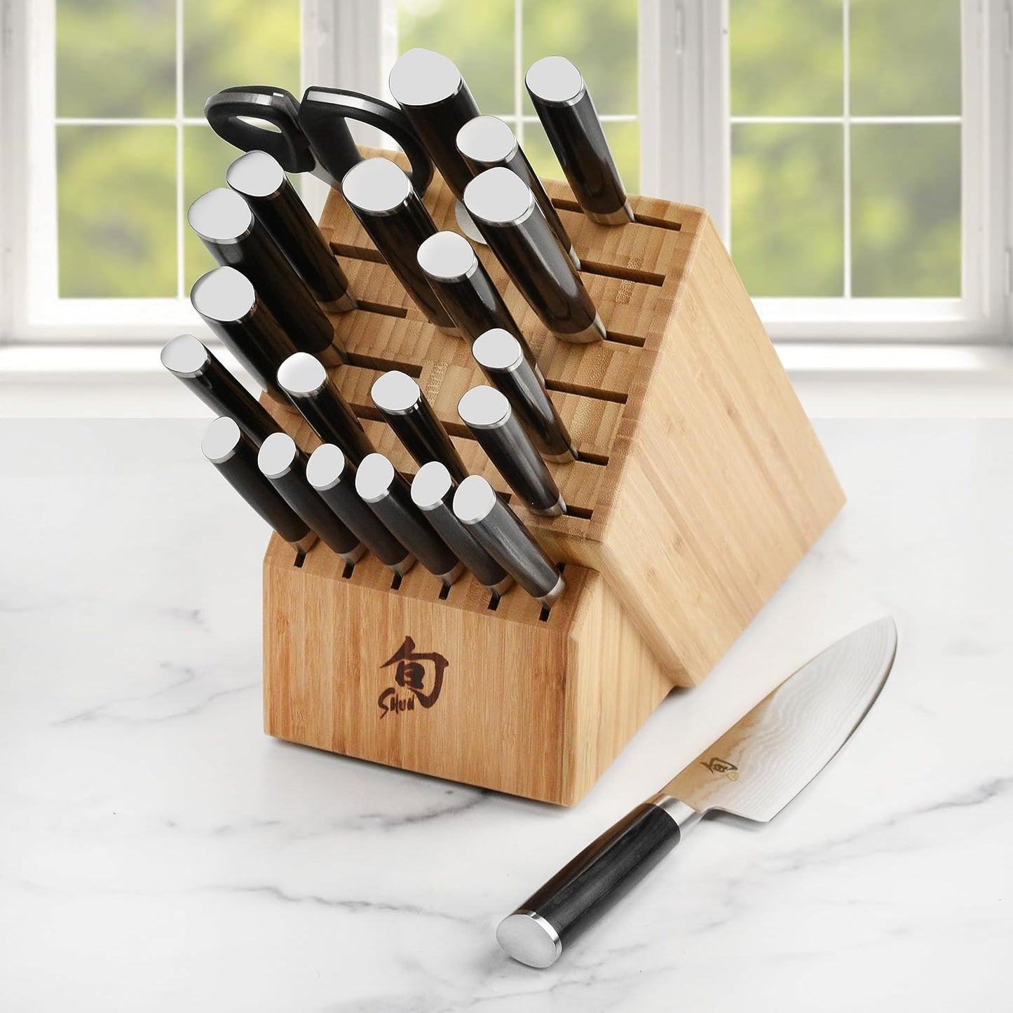 Classic 23 Piece Block Set | Includes 8" Chef, 7" Santoku, 5" Nakiri, 6" Utility, Bird's Beak & More, Damascus Stainless Steel Cladding, Pakkawood Handle