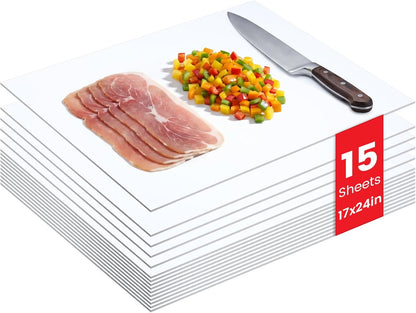 15 Pcs Disposable Cutting Boards Sheets 24" x 18" Plastic Large Flexible Cutting Mat for Kitchen Chicken Meat Fish Vegetables Cooking Traveling Camping Crafts Art Project
