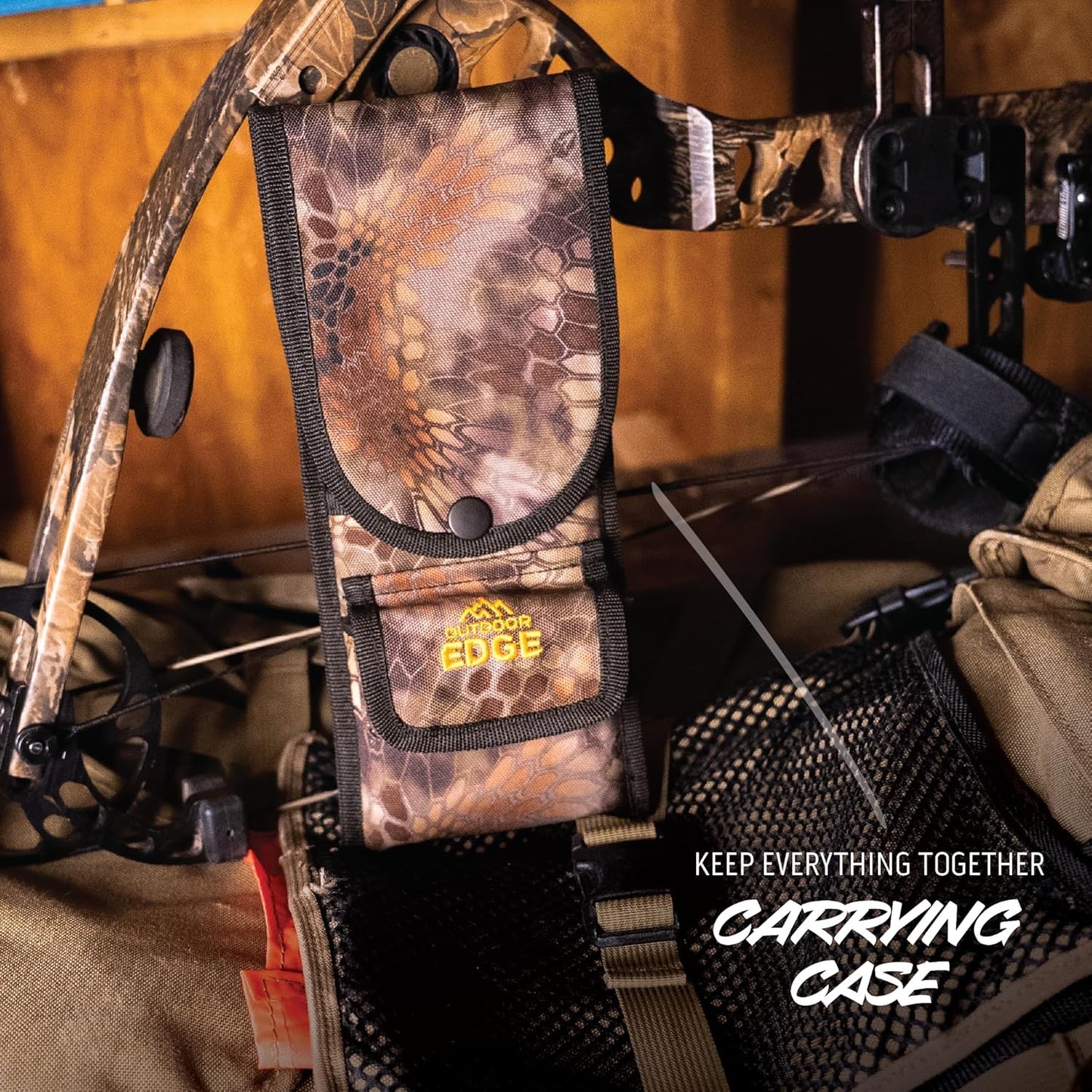 WildBone, 4-Piece Hunting Knife Set, Field Dressing & Game Processing Knives - Gut-Hook Skinning & Boning/Fillet Knife, Carbine/Ceramic Sharpener, Camo Belt Scabbard - Deer & Elk