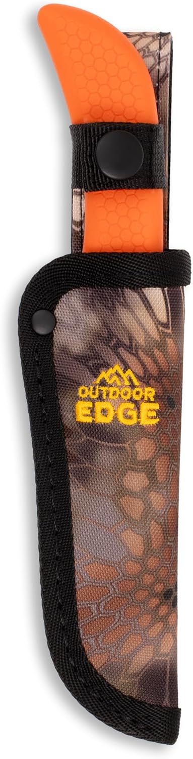 WildBone, 4-Piece Hunting Knife Set, Field Dressing & Game Processing Knives - Gut-Hook Skinning & Boning/Fillet Knife, Carbine/Ceramic Sharpener, Camo Belt Scabbard - Deer & Elk
