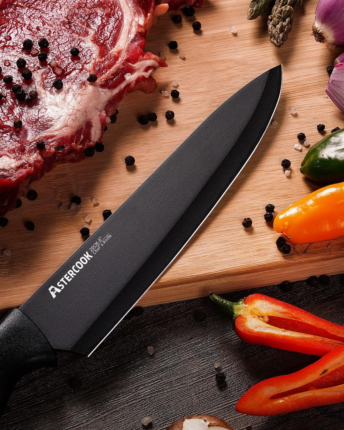15 Pieces Kitchen Knife Block Set with Sharpener, Black | Built-in Sharpener Block, Dishwasher Safe, German Stainless Steel, Ergonomic Handle, Kitchen Weddings Birthdays Gift