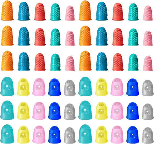 60 Pieces Durable Rubber Finger Covers, 30 Breathable & 30 Regular Tips for Quilting, Sewing, Knitting, Carving, Paperwork & Crafts - 5 Sizes, Assorted Colors, Finger Protection