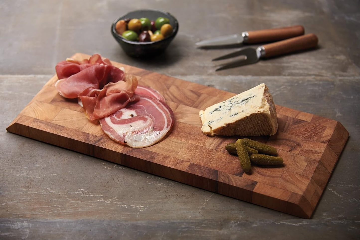 Bowery End Grain Cheese and Charcuterie Board, One Size, Acacia Wood