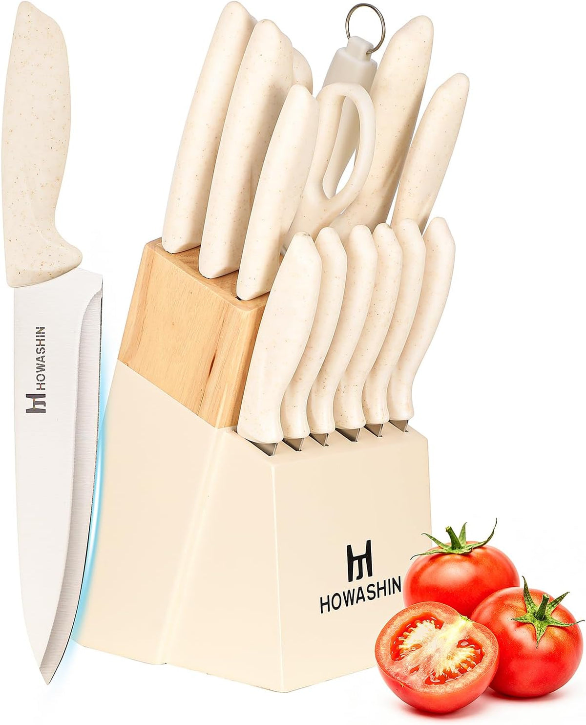 6-Piece Black Kitchen Knife Set with Block - Non-stick Stainless Steel, Anti-Rust Knives for Cooking, Slicing & Baking, Perfect for Home Chefs & Culinary Enthusiasts