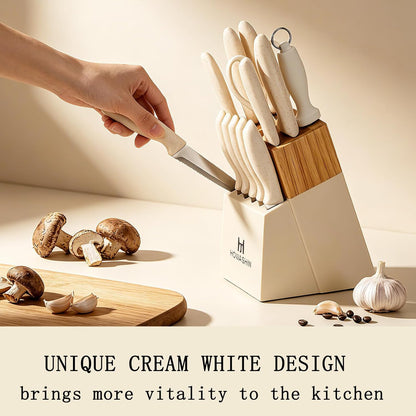 6-Piece Black Kitchen Knife Set with Block - Non-stick Stainless Steel, Anti-Rust Knives for Cooking, Slicing & Baking, Perfect for Home Chefs & Culinary Enthusiasts