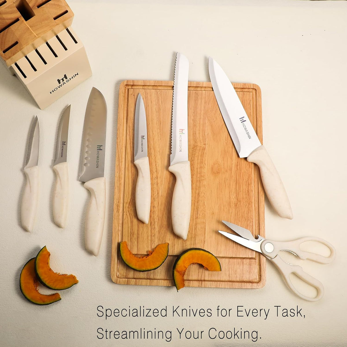6-Piece Black Kitchen Knife Set with Block - Non-stick Stainless Steel, Anti-Rust Knives for Cooking, Slicing & Baking, Perfect for Home Chefs & Culinary Enthusiasts