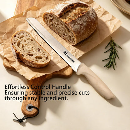 6-Piece Black Kitchen Knife Set with Block - Non-stick Stainless Steel, Anti-Rust Knives for Cooking, Slicing & Baking, Perfect for Home Chefs & Culinary Enthusiasts