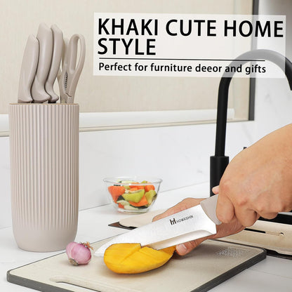 6-Piece Black Kitchen Knife Set with Block - Non-stick Stainless Steel, Anti-Rust Knives for Cooking, Slicing & Baking, Perfect for Home Chefs & Culinary Enthusiasts