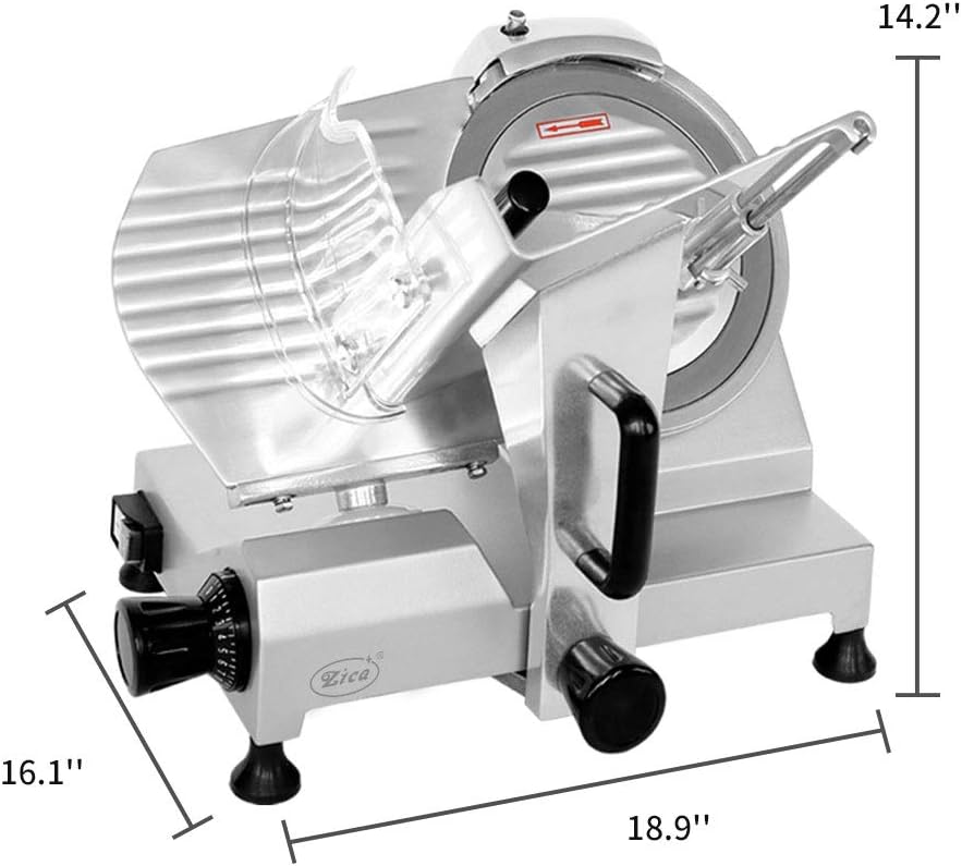 Commercial Meat Slicer, 10 inch Electric Food Slicer, Stainless Steel Blade Semi-Auto Deli Meat Cheese Food Ham Slicer for Commercial and Home use 240W ZBS-10A [ETL]