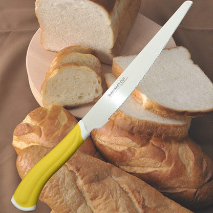 Suncraft HE-2101 Bread Knife, Smooth Bread Knife, Cleans Fresh Bread and Hard Bread, Loved by Professionals, Made in Japan