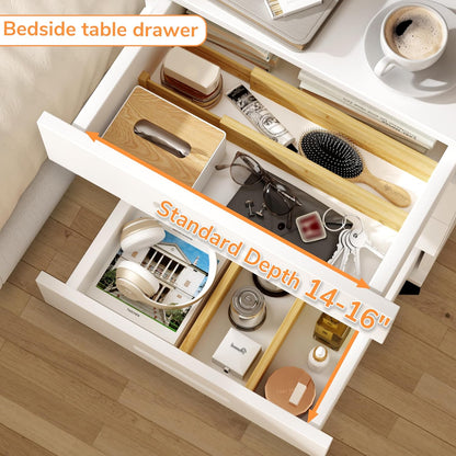Bamboo Expandable Drawer Dividers – Fits 13.3"–19" Drawers, 2" High, Set of 4 | Spring-Loaded Bamboo Separator for Kitchen Island, Bathroom Vanity & Dresser Drawers