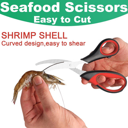 2PCS Set Heavy Duty Poultry Shears & Seafood Scissors, All-Purpose Stainless Steel Kitchen Shears for Chicken, Fish, Meat, Seafood, Dishwasher Safe, Easily Separable