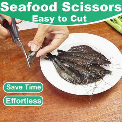 2PCS Set Heavy Duty Poultry Shears & Seafood Scissors, All-Purpose Stainless Steel Kitchen Shears for Chicken, Fish, Meat, Seafood, Dishwasher Safe, Easily Separable