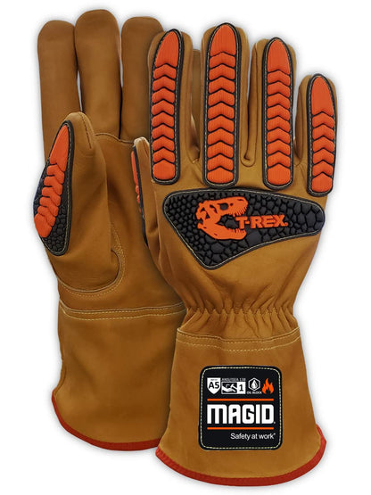 MAGID T-REX Inferno Series Oil Blocking Welder’s FR Impact Glove, Medium – Cut Level A5(1 Pair)