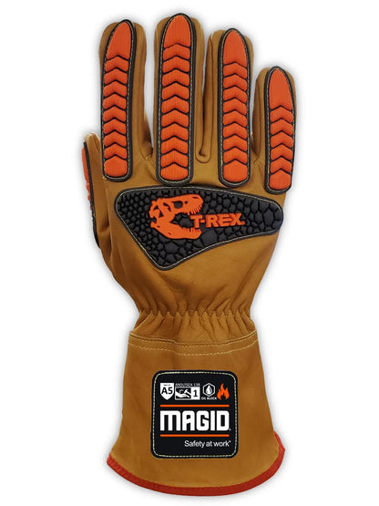 MAGID T-REX Inferno Series Oil Blocking Welder’s FR Impact Glove, Medium – Cut Level A5(1 Pair)