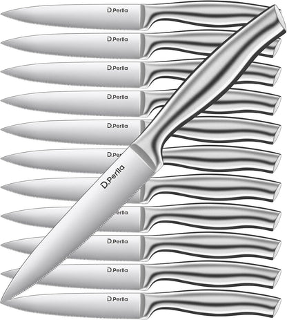 Steak Knives, Super Sharp Straight Edge Steak Knife Set of 8, Professional Straight Edge Kitchen Table Dinner Knives, Elegant High Carbon Stainless Steel Kitchen Steak Knife Set, 4.5IN