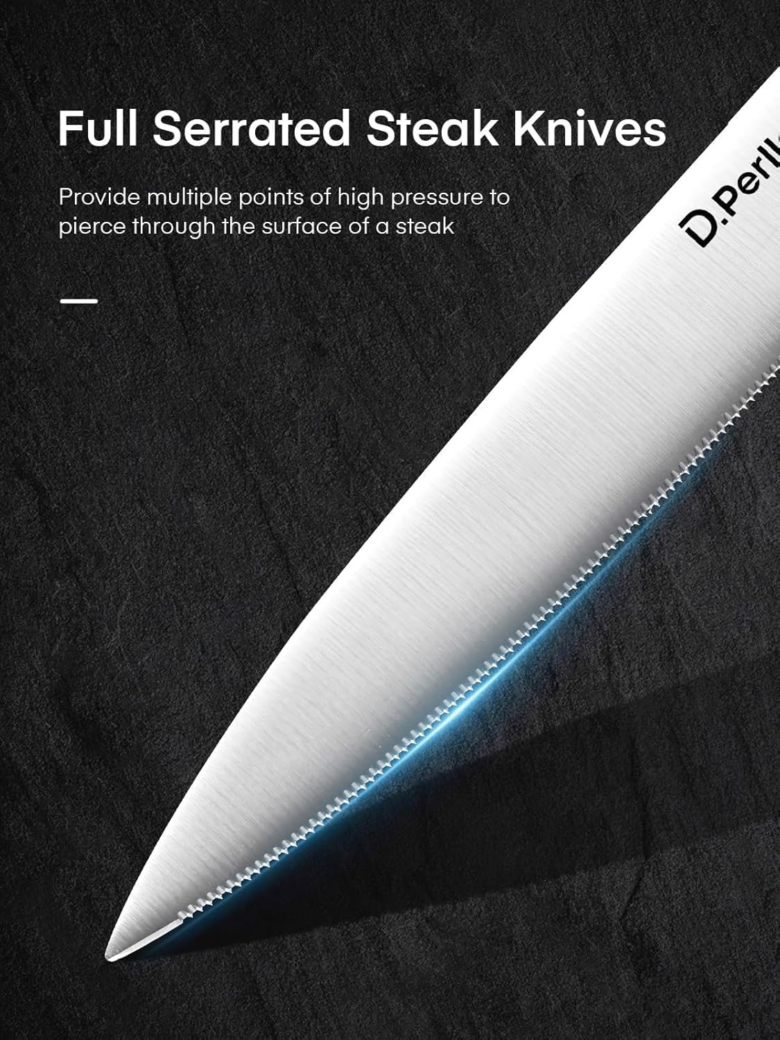 Steak Knives, Super Sharp Straight Edge Steak Knife Set of 8, Professional Straight Edge Kitchen Table Dinner Knives, Elegant High Carbon Stainless Steel Kitchen Steak Knife Set, 4.5IN