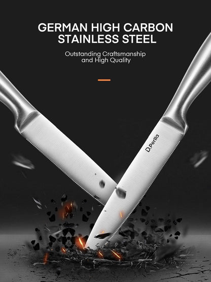 Steak Knives, Super Sharp Straight Edge Steak Knife Set of 8, Professional Straight Edge Kitchen Table Dinner Knives, Elegant High Carbon Stainless Steel Kitchen Steak Knife Set, 4.5IN