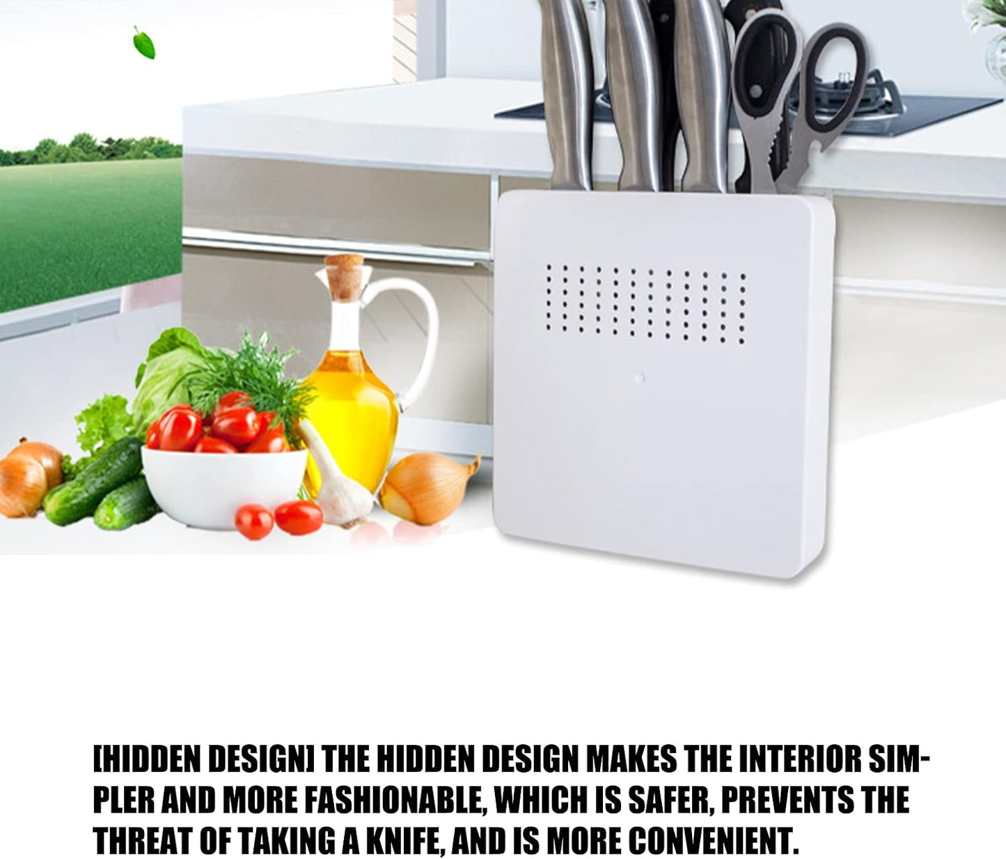 Knife Rack, Kitchen Knives Holder, Kitchen Hidden Knife Strip, Wall Mounted Knives Block, Universal Knifes Block, Kitchenes Storage Stand Organizer, Removable for Easy Cleaning
