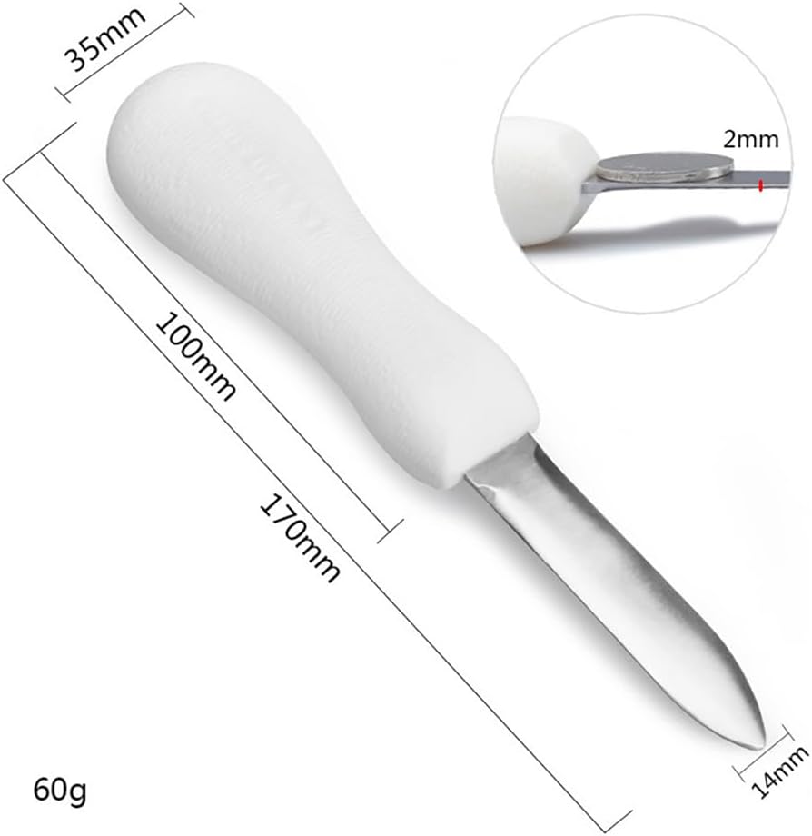 Stainless Steel Oyster Knife Seafood Scallop Shucking Knife Metal Oyster Shucker Clam Shell Opener Tool with Non Slip Handle for Restaurant Home