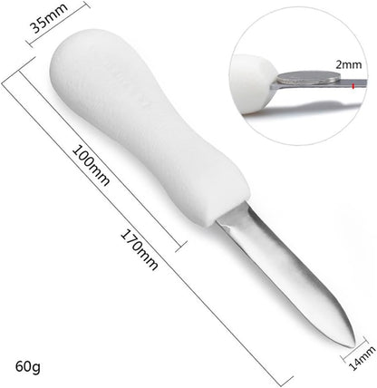 Stainless Steel Oyster Knife Seafood Scallop Shucking Knife Metal Oyster Shucker Clam Shell Opener Tool with Non Slip Handle for Restaurant Home