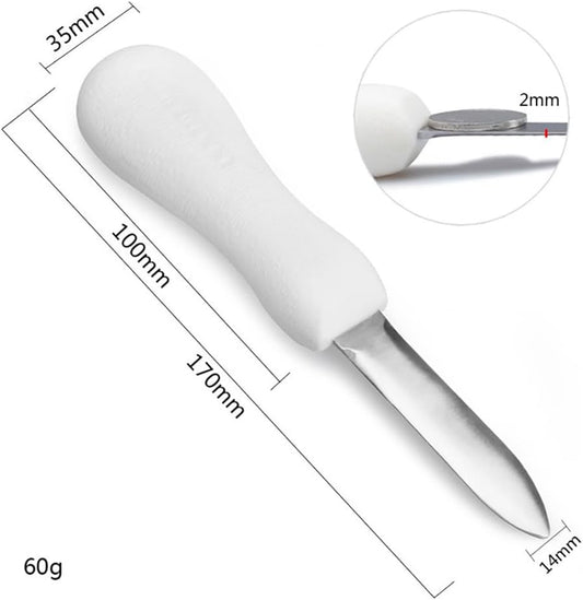 Stainless Steel Oyster Knife Seafood Scallop Shucking Knife Metal Oyster Shucker Clam Shell Opener Tool with Non Slip Handle for Restaurant Home