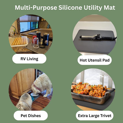 2 Silicone Kitchen Utility Mats, Heat Resistant, Multipurpose, Food Grade