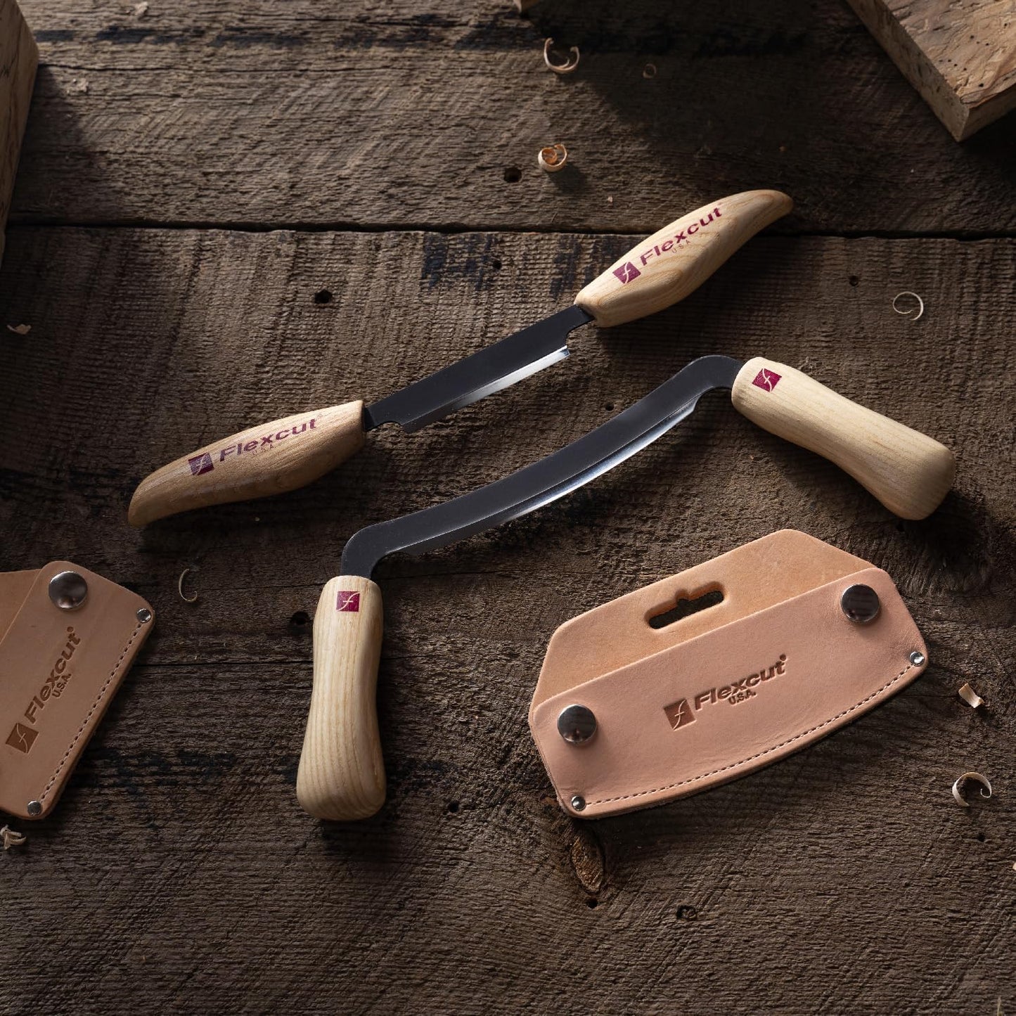 Wood Carving Tools 3-Inch Draw Knife KN25, Straight 1095 High Carbon Steel Blade | Includes Leather Sheath | Made in the U.S.A.