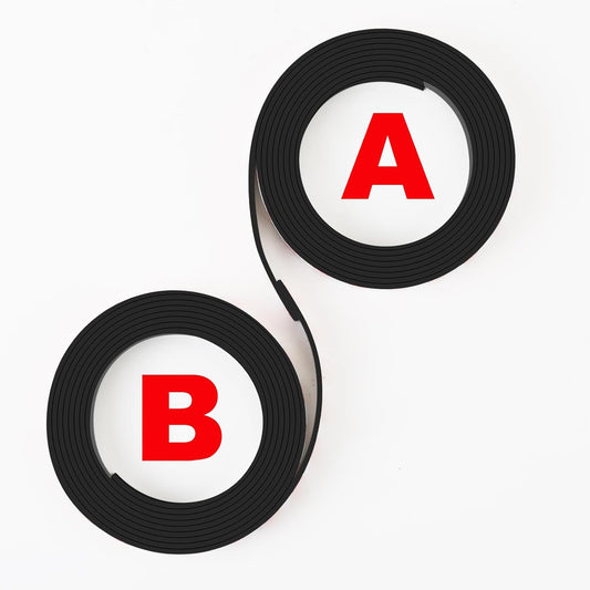 A+B Magnetic Tape with Adhesive Backing, Paired A+B Magnetic Strip (7.2FT X 0.6" W x 2 Roll) Flexible Magnet Tape Strips Roll Perfect for for Fly Screen, DIY Craft