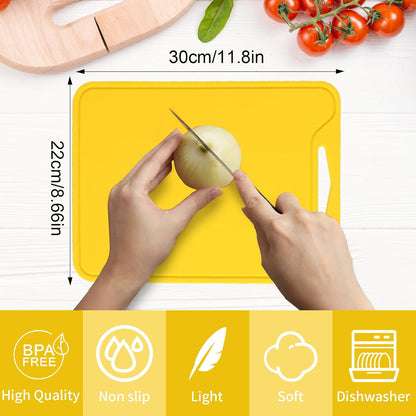 Silicone Cutting Boards for Kitchen 11.8''x 8.6'', BPA Free Flexible Cutting Mat for Meat Vegetables Fruit, Cutting Boards for Kitchen Dishwasher Safe