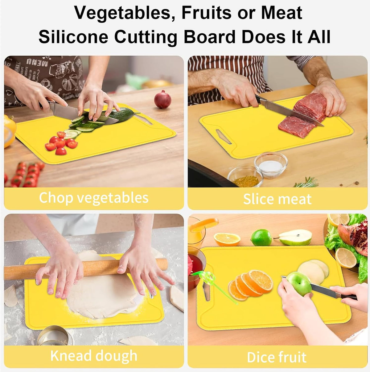 Silicone Cutting Boards for Kitchen 11.8''x 8.6'', BPA Free Flexible Cutting Mat for Meat Vegetables Fruit, Cutting Boards for Kitchen Dishwasher Safe