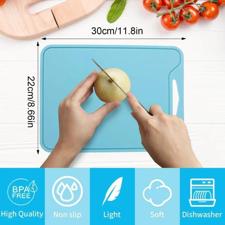 Silicone Cutting Boards for Kitchen 11.8''x 8.6'', BPA Free Flexible Cutting Mat for Meat Vegetables Fruit, Cutting Boards for Kitchen Dishwasher Safe