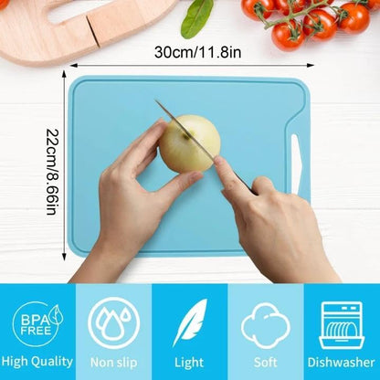 Silicone Cutting Boards for Kitchen 11.8''x 8.6'', BPA Free Flexible Cutting Mat for Meat Vegetables Fruit, Cutting Boards for Kitchen Dishwasher Safe