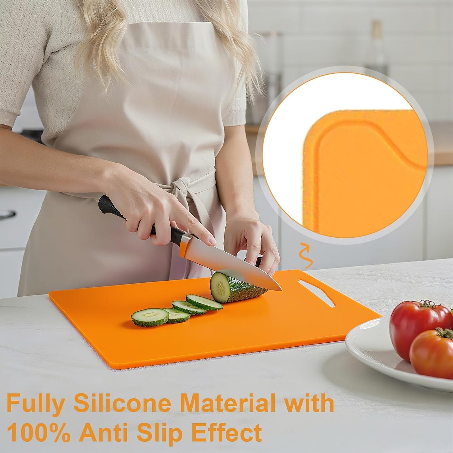 Silicone Cutting Boards for Kitchen 11.8''x 8.6'', BPA Free Flexible Cutting Mat for Meat Vegetables Fruit, Cutting Boards for Kitchen Dishwasher Safe