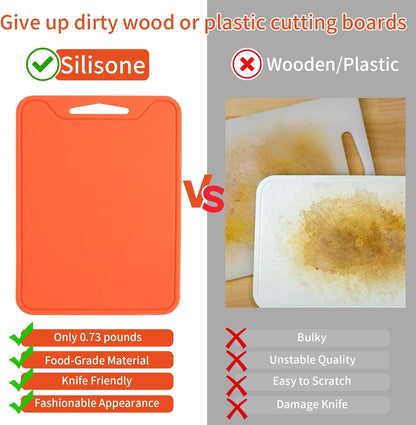 Silicone Cutting Boards for Kitchen 11.8''x 8.6'', BPA Free Flexible Cutting Mat for Meat Vegetables Fruit, Cutting Boards for Kitchen Dishwasher Safe