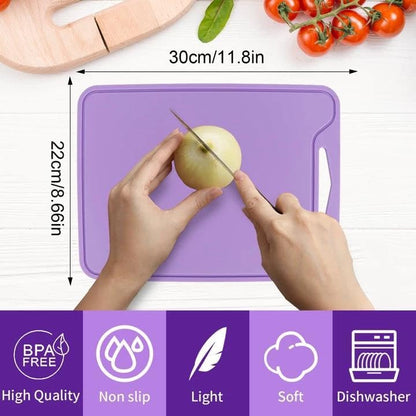Silicone Cutting Boards for Kitchen 11.8''x 8.6'', BPA Free Flexible Cutting Mat for Meat Vegetables Fruit, Cutting Boards for Kitchen Dishwasher Safe