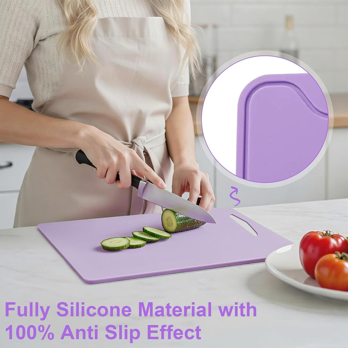Silicone Cutting Boards for Kitchen 11.8''x 8.6'', BPA Free Flexible Cutting Mat for Meat Vegetables Fruit, Cutting Boards for Kitchen Dishwasher Safe