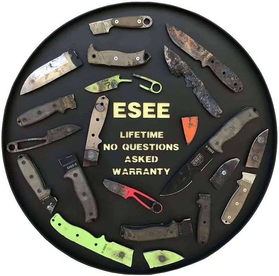 4P Survival Knife - Field Tested Fixed Blade Knife with Molded Polymer Sheath & Clip Plate, Full Tang, Plain Edge - Durable Outdoor Camping Blade with Sheath for Survival